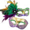 MYSEUNI Mardi Gras Maske mit Federn - Venezianisches Paar Karneval Masken für Maskerade Party Cosplay Party Themenball