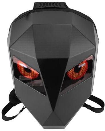 SIXRUN Motorrad-LED-Rucksack, Wasserdicht, Hartschale, Cooles Design, Reitrucksack für Reisen, Camping, Radfahren