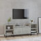 TJROO TV-Schrank in Zementgrau, 160 x 35 x 55 cm, aus mehrschichtigem Holz und Metall – niedriger Schrank mit Türen, Vitrine, Konsole und Ablage unter TV