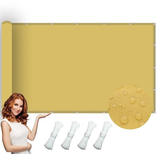 Voile d'ombrage Rectangulaire 3 x 6 m Toile Ombrage Imperméable pour Toile Ombrage Auvent Voile de Parasol pour Jardin Terrasse Camping, Jaune Sable