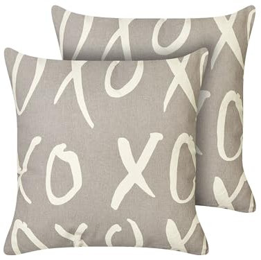 Dekokissen 2er Set Baumwolle grau 45 x 45 cm mit XO Muster modern Telopea