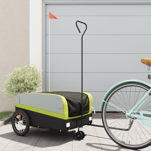 CIADAZ Fahrradanhänger Schwarz und Grün 45 kg Eisen, Fahrrad Anhänger, Lastenanhänger, Handwagen, Fahrrad-lastenanhänger, Lastenfahrrad - 94074