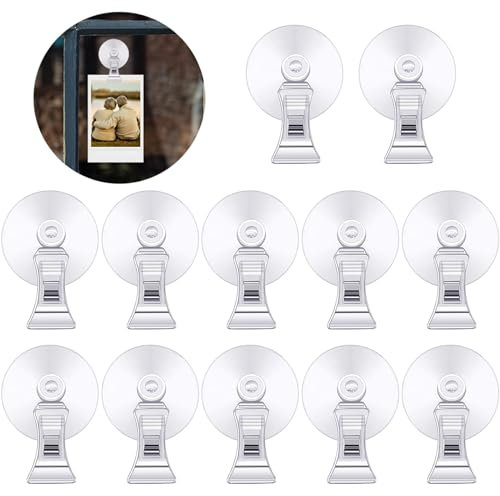 Soporte de clip con ventosa, 12 unidades de ventosas para ventanas, ganchos de succión para acuario, ticket de estacionamiento, pinzas de alimentación, ventosa con clips, gancho multifunción, clip