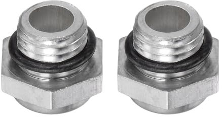 sourcing map 2pcs Air Compressor Oil Sight Glass 12 x 1.5mm Male Thread Liquid Level Gauge Aluminum Alloy Hex Head Oil Indicator Window with O-Ring for Air Compressor Gearbox Tanks, Silver