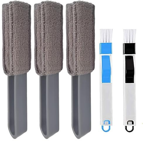 5 Pcs Pulisci Veneziane, Spazzola per Panno in Microfibra Spazzola per la Pulizia Delle Finestre per Persiane Tastiere Venetian Wet Dry - Spolverino in microfibra Condizionatori Termosifoni