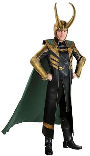 Jazwares Men's Premium Marvel Loki Costume - Regal Asgardian Armor Cosplay Outfit w/Helmet, Cape, and Accessories, Multi, XL