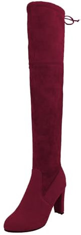 Generico Scarpe da Pioggia Uomo Stivali da Donna Stivali Stivali Morbidi Stivali Invernali in Pelle Scamosciata Autunnali MidSolid Stivali Caldi da Donna Classici Stivali Scamosciati (Red, 42)