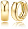 JeweBella Kleine Dicke Ohrringe Gold für Damen 18K Vergoldete Hypoallergene Chunky Goldene Creolen Huggie Offene Tropfen Zirkonia Ohrringe