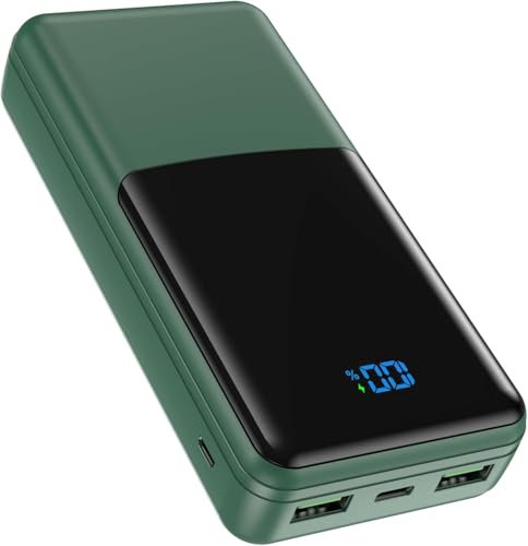 Coblob Bateria Externa Carga Rapida, 27000mah Power Bank USB C PD30W QC4.0, Cargador Portatil Móvil con 2 Entradas y 3 Salidas Compatible con Phone Handy Smartphone Headsets y Más(Verde Oscuro)