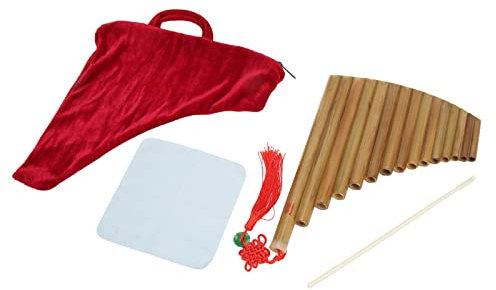 Pan Flute 15 Pipes, Pan Pipe Instrument G Key Chinese Traditional Musical Panpipes Woodwind Instrument for Beginners Learning Teaching (Right Hand)