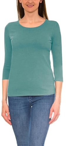 Alkato Damen Shirt 3/4 Arm mit Rundhals, Farbe: Salbeigrün Uni, Größe: S