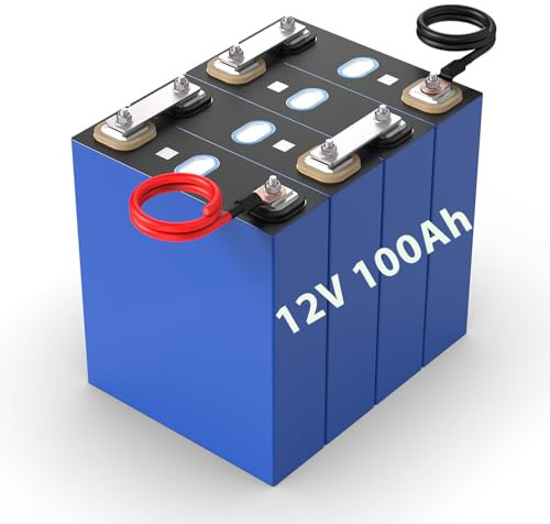 12V 100Ah LiFePO4 Batterie Lithium Zelle 12V 100Ah (4PCS 3.2V) - Lithium Batterie w/QR-Code- pour Camping Car Système Off-Grid Bateau Caravane Solaire (3.2V 100Ah(4 pièces))