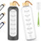 AOOWU Glass Water Bottle with Time Marker, 1000ml Leak-proof Motivational Water Bottle