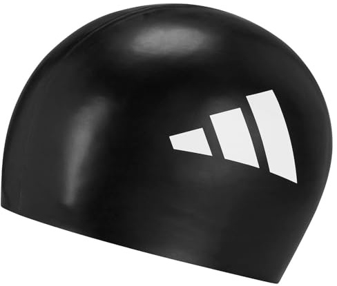 adidas Unisex Adidas Kids 3-Stripes Swim Swim Cap, Black/White, One Size