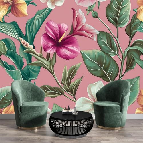 Seidenstoff Fototapete 3D Effekt Paradiesvogelblume Orchidee Tapete, Wandtapete Für Wohnzimmer Schlafzimmer Kinderzimmer Büro Tapete, Tropisch Blumen Wandtapete ‎Dekoration ‎150x105cm (B×H)