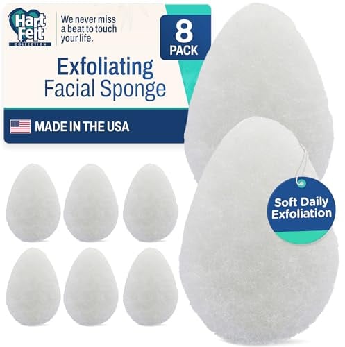 HartFelt 8ct Tear Drop Face Scrubber for Women | Reusable Facial Sponges for Daily Cleansing | Facial Exfoliating Pads for Removing Dead Skin, Dirt & Makeup | Made in USA