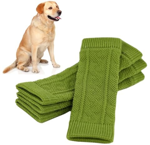 Dog Elbow Protector - Set of 4 Anti-Dirty Leg Warmer Wrap | Comfortable Injury-Fre Dog Fleece Elbow Sleeves | Knitted Sock Suitable for Large, Medium and Small Dogs