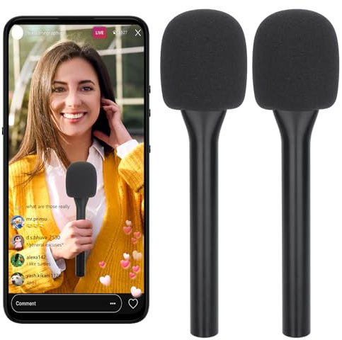 DAWNBOX Wireless Microphone Holder & Windscreen for DJI/Hollyland/Rode/Movo Wireless Mic Stand Handheld Stick, Handheld Adapter for Lavalier Mics, Recording, Streaming 2-Pack
