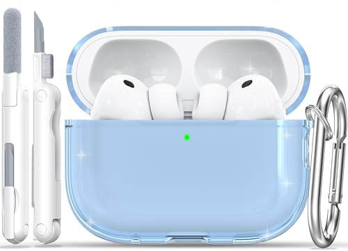 RFUNGUANGO AirPods Pro 3 Hülle, Transparent TPU Reinigungsset, Blau