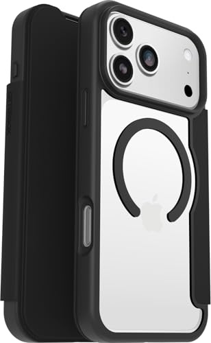 OtterBox React Folio MagSafe Hülle, iPhone 17 Pro Max, Transparent/Schwarz | Stoßfest und sturzsicher, Premium Folio mit Kartenhaltern, Getestet nach Militärstandard
