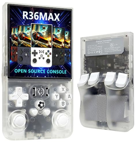 Retro Portable Game Console R36-Max, Système Linux Open Source, 30 Émulateurs 2W Jeux 4000mAh Batterie, Console D'émulateur Portable À Écran IPS 3,5 Pouces-Translucent||64GB