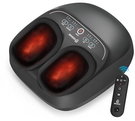 COMFIER Shiatsu Foot Massager with Heat Compression Vibration Home Use | Electric Foot Warmer for Plantar Fasciitis & Neuropathy, Remote & Touch Control, Washable Foot Covers,Gifts for Women, Men