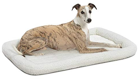 MidWest Homes for Pets QuietTime Dog Bed - White Fleece Bolster, Ultra-Soft and Machine Washable, Fits 36-Inch Crates and Carriers, for Medium to Large Breed Dogs