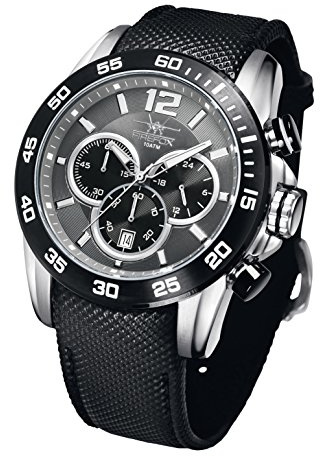 FIREFOX Falcon FFS180-104 Edelstahl titangrau/schwarz Herrenuhr Armbanduhr Chronograph Spezial Lederarmband Sicherheitsdornschließe 10 ATM Prüfdruck