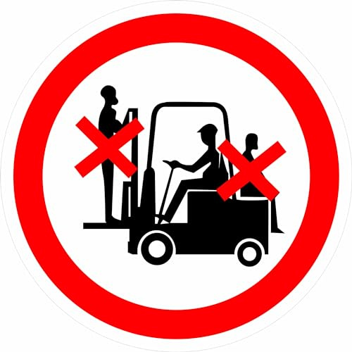 Indigos UG Aufkleber Mitfahren auf Gabelstapler verboten Verbotsschild - 10cm - selbstklebender Sicherheits Aufkleber für Tür oder Wand - Warnschild für Gebäude, Hotel, Büro, Firma, Haus, Praxis