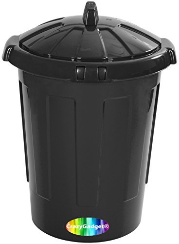 CrazyGadget® 80 Litre 80L Extra Large Colour Plastic Dustbin Kitchen House Garden Storage Unit Bin with Clip Locking Lid BLACK