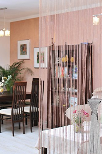 DecoKing 150x75 cm Silber grau Spaghetti Vorhang Perlenvorhang Kräuselband Wäschenetz Korallenvorhang Korallen Fensterdekoration Gardine Spaghetti