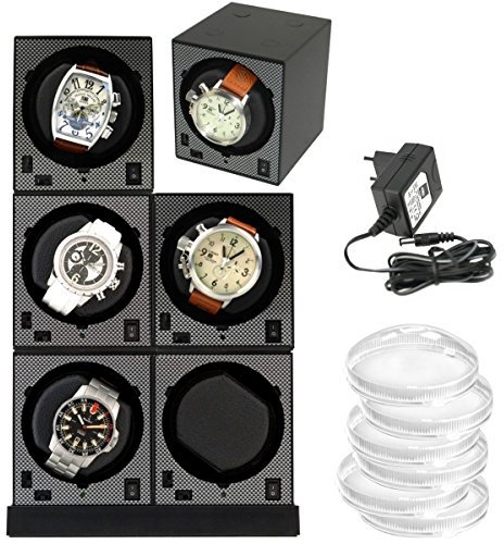 Uhrenbeweger Boxy CARBON EDITION PRO6 Base MED 2025 - erweiterbares Uhrenbeweger System mit Frontbedienung