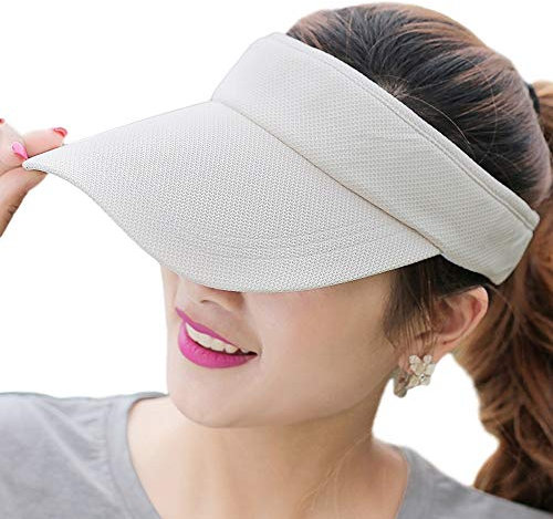 Fasbys Summer Outdoor Sports Beathable Long Brim Empty Top Baseball Sun Cap Hat Visor (Beige)