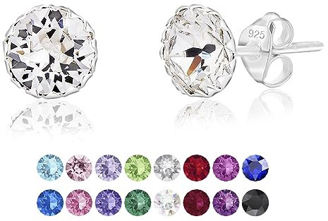 DTPSilver - Damen Ohrringe 925 Sterling Silber mit Kristallen von Swarovski® Elements 6 mm Runde Ohrstecker - Farbe : klare Kristalle
