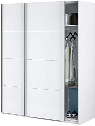 Kleiderschrank mit zwei Schiebetüren, weiße Farbe, 100 x 150 x 200 cm