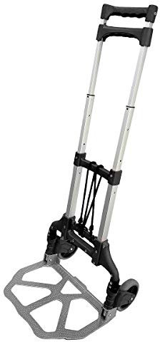 Amtech S5642 75kg Folding Sack Truck, 64cm-100cm Adjustable Telescopic Handle Lifting Trolley with Aluminium Foot Plate