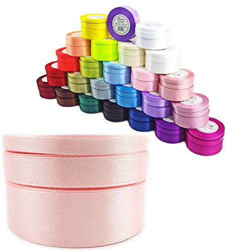 Satinband Schleifenband Dekoband Band Bastelband Geschenkband Nähband Zierband Satin Rosa (Rosa, 12)