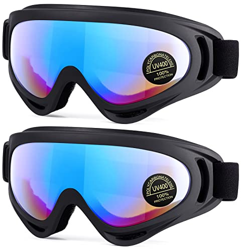 MAMBAOUT Kids Motorcycle Goggles, 2-Pack Dirt Bike Goggles for Child - Boys or Girls ATV, Off-Road Racing