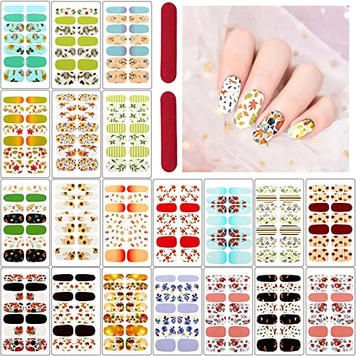 HOINCO 20 Sheets 280 Pieces Multicolor Thanksgiving Leaf Nail Stickers, Crystal Finish, Reusable, Matte, Indoor Use, Adult Women, Autumn, Nail Art, Scrapbook