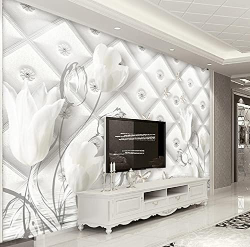 Benutzerdefinierte 3D Fototapete Modernen Europäischen Stil Weiße Calla Lilie Blume Stereo Soft Bag TV Hintergrund Tapete Wandbild De Parede-400cmx280cm(157,4x110.2inch)