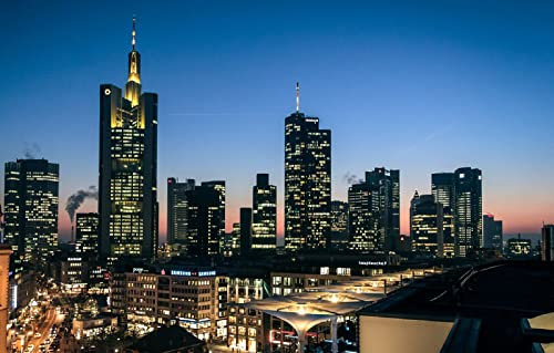 LHJOYSP Puzzle Kinder 1000teile Kinder Frankfurter Skyline in der Stadt bei Nacht, Deutschland 75x50cm
