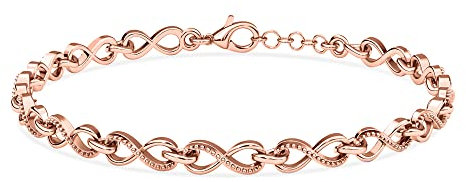 TJC Infinity Knot Bracelet, Infinity Link Chain Bracelet in 925 Sterling Silver/Rose Gold/Yellow Gold - 6.5, 7, 7.5, 8 Inches | with Gift Box