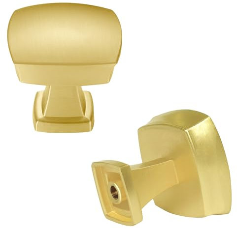 BIGLUFU 4 Pièces Boutons de Tiroir Carré, Boutons de Meubles en Or, Poignee de Porte, Boutons Armoire Dorés en Laiton, Avec Vis tronçonnables pour Commode, Armoire, Meuble (28mm*30mm)