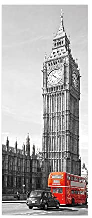 Türtapete selbstklebend roter Bus1 TürPoster 3D Bewirken Fototapete Türfolie Poster Tapete Abnehmbar Wandtapete für Wohnzimmer Küche Schlafzimmer MT-524 77cm X 200cm