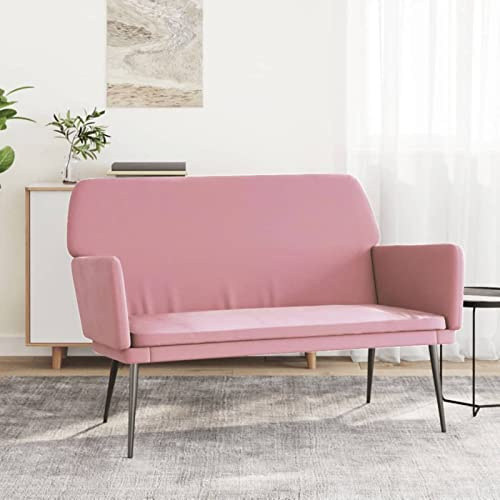 Tidyard Sitzbank Flurbank Polsterbank Esszimmerbank Multifunktionsbank Bank Stuhl Moderne Möbel für Esszimmer Schlafzimmer Flur,Rosa 108x79x79 cm Samt