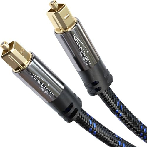 KabelDirekt – TOSLINK-Kabel Nylon-Braiding, optisches Audiokabel – 3m – Glasfaserkabel für Soundbar (TOSLINK auf TOSLINK, digitales S/PDIF-Kabel, Stereoanlage/Verstärker, Heimkino, Xbox One/PS4)
