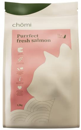 Chōmi Katzenfutter | Trockenfutter mit frischem Lachs | 1,5 KG Katzenfutter | Trocken für Katzen | Gesund für Fell und Darm | Getreidefrei mit Zusatz von Vitaminen und Mineralstoffen