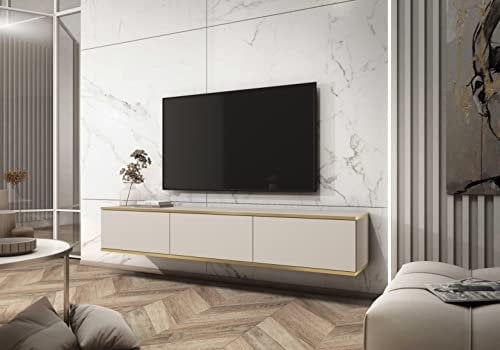 Mobile TV da parete dal design moderno, con funzione Push-to-Open, da 175 x 30 x 32 cm (L x H x P)