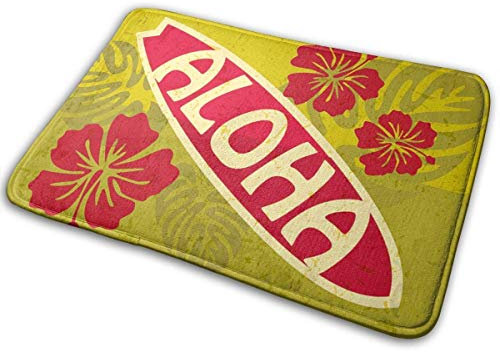IUBBKI Fußmatte Retro Surfen Aloha Fußmatte Eingangsmatte Bodenmatte Teppich Innen/Haustür/Bad/Küche und Wohnzimmer/Schlafzimmer Matten 40 x 60 cm