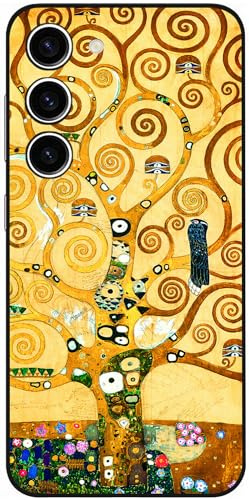Berkin Arts Kompatibel mit Samsung Galaxy S23 5G Hülle Silikon Handyhülle Khaki Aesthetic Fancy Blooming (Gustav Klimt-Baum des Lebens)